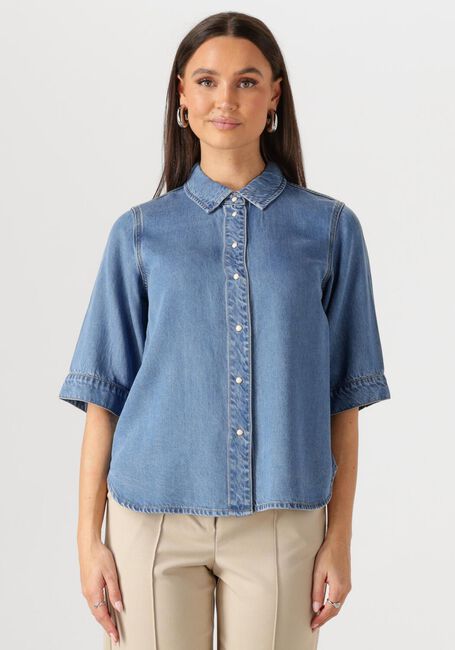 Blauwe OBJECT Blouses OBJFRAME 2/4 RE DENIM TOP - large