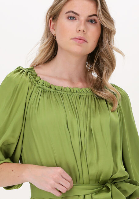 Groene ACCESS Maxi jurk OFF SHOULDER SATIN DRESS - large