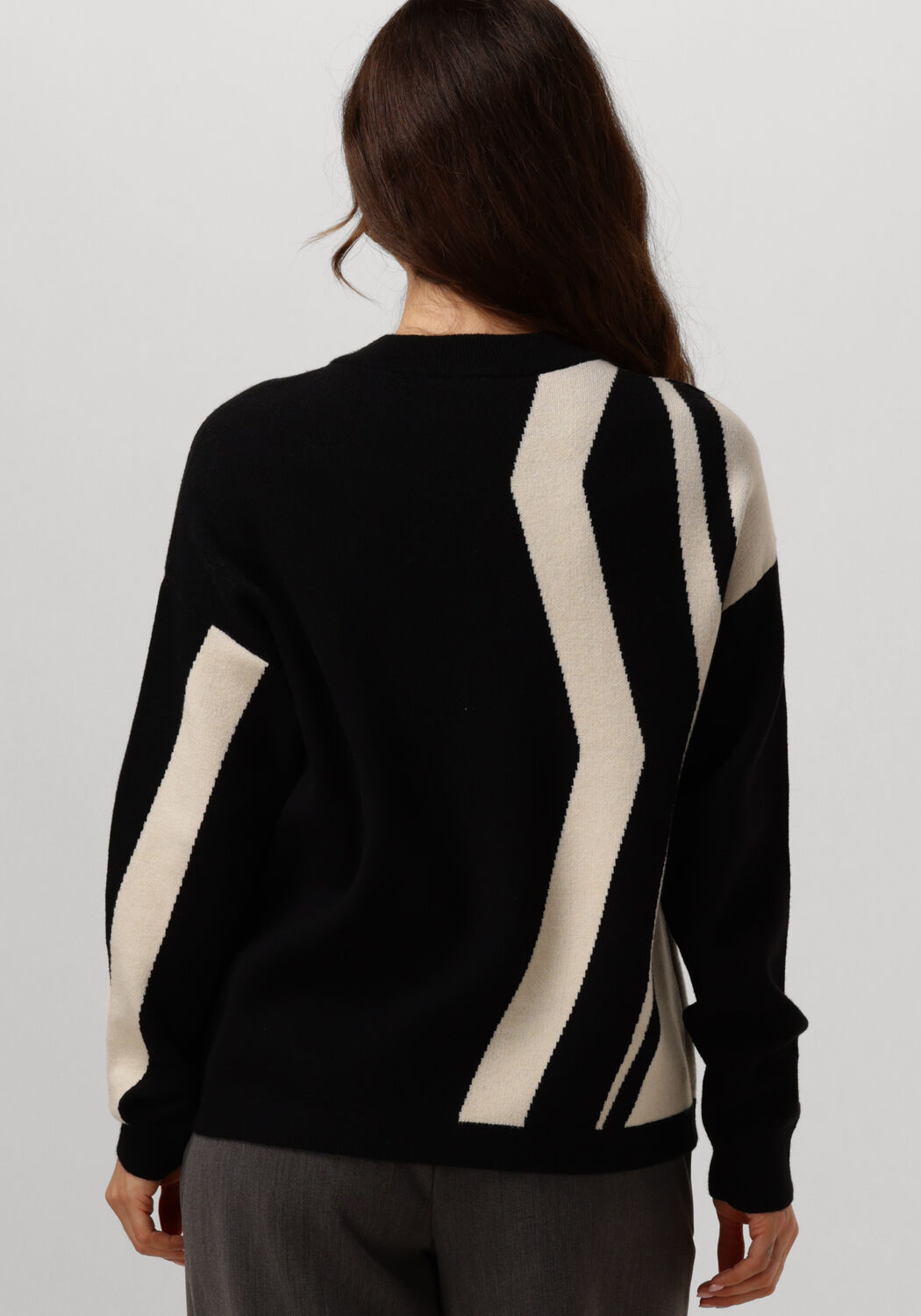 OBJECT Dames Truien & Vesten Objray Lo L s Knit Pullover Aop Zwart