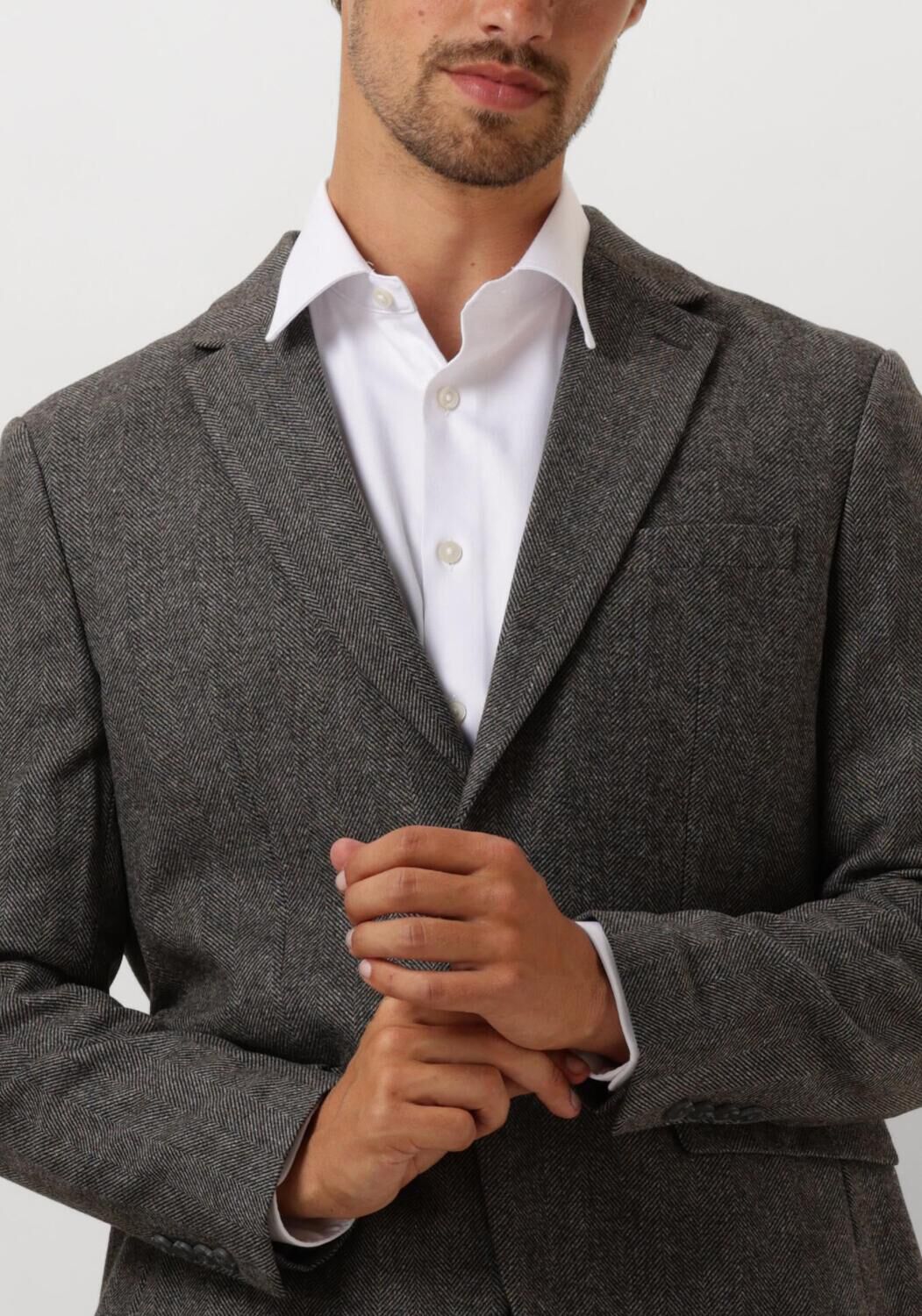 SELECTED HOMME Heren Colberts Slhslim-reed Wool Blz Grijs