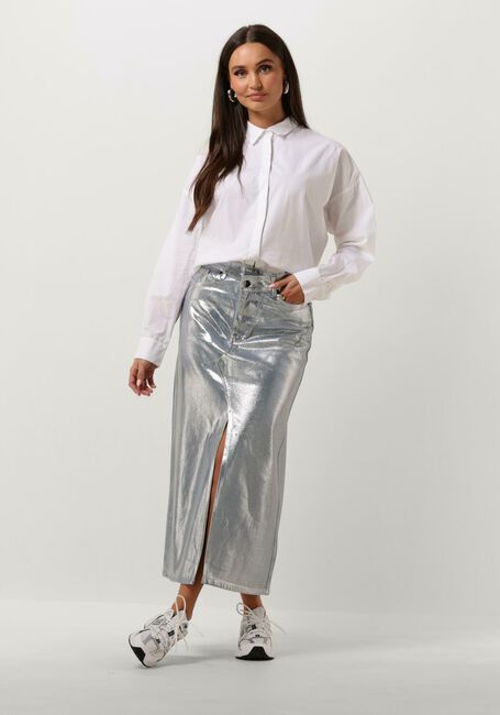 Lichtblauwe CO'COUTURE Maxirok FOIL DENIM SKIRT - large