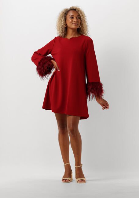 Rode ANA ALCAZAR Mini jurk DRESS FEATHERS - large