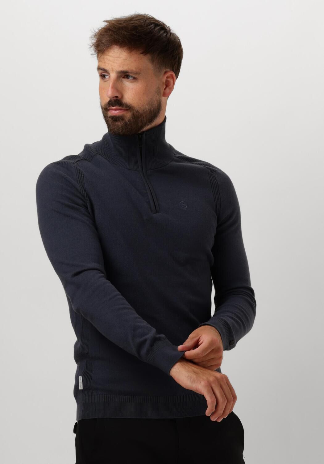 CAST IRON Heren Truien & Vesten Half Zip Collar Essential Cotton Stretch Blauw