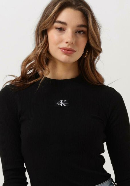 Zwarte CALVIN KLEIN Tops & T-shirts BADGE RIB LONG SLEEVE - large