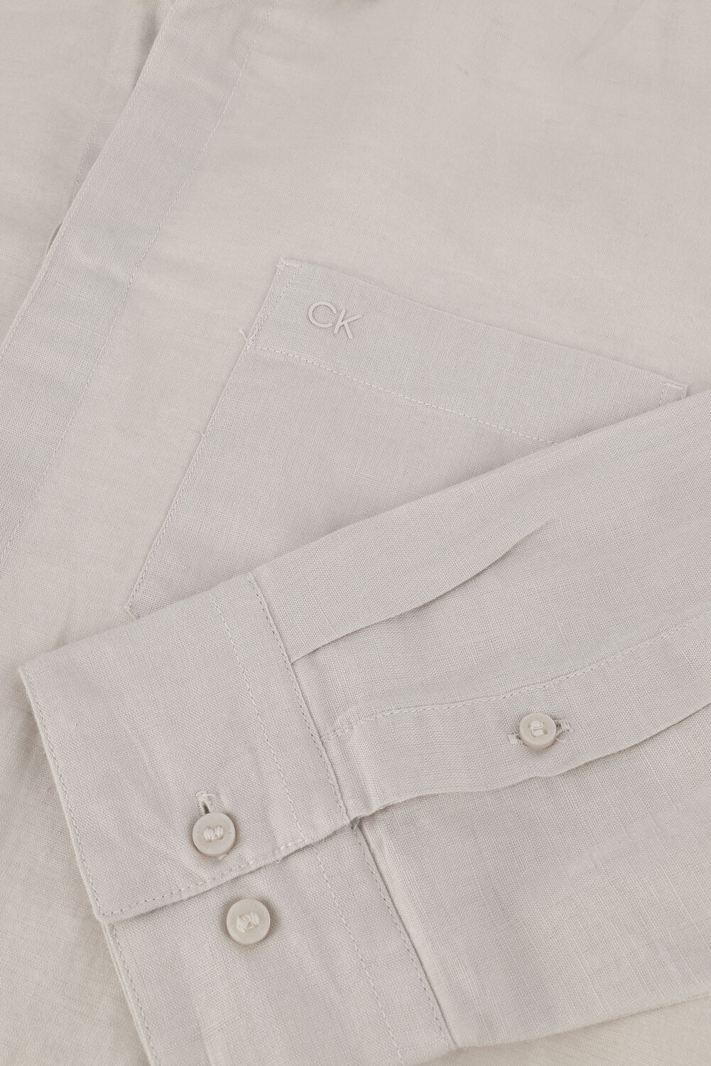 Beige CALVIN KLEIN Casual overhemd COTTON LINEN CHEST POCKET SHIRT - large