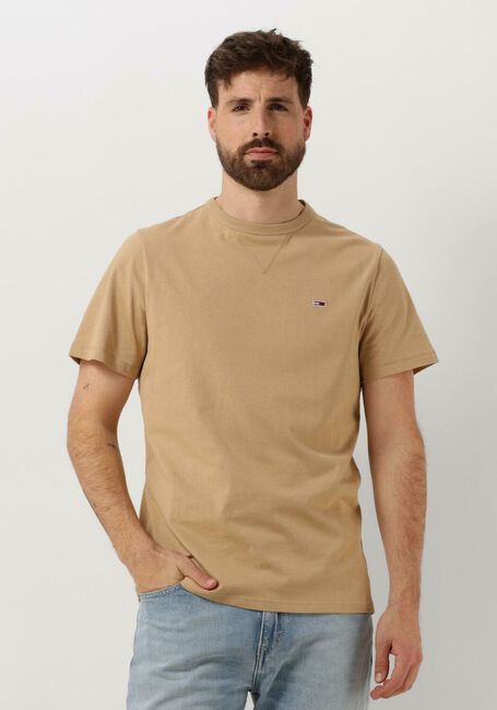 Beige TOMMY JEANS T-shirt TJM SLIM RIB DETAIL TEE - large