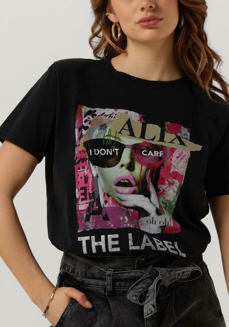 Zwarte ALIX THE LABEL T-shirt LADIES KNTTED COLLAGE T-SHRT - large