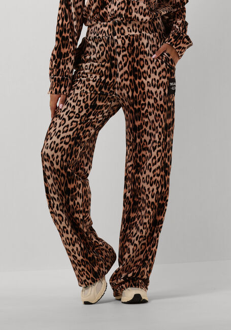 Bruine ALIX THE LABEL Wijde broek LADIES WOVEN LEOPARD VELVET PANTS - large