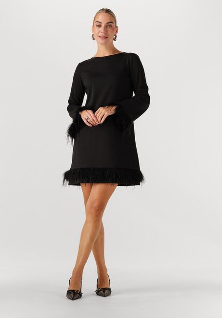 Zwarte ANA ALCAZAR Mini jurk DRESS FEATHERS - large