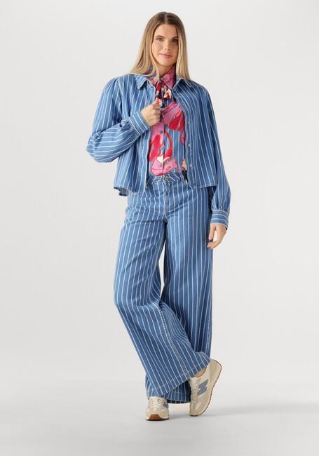 Blauwe POM AMSTERDAM Blouses BLOUSE DENIM STRIPES BLUE - large