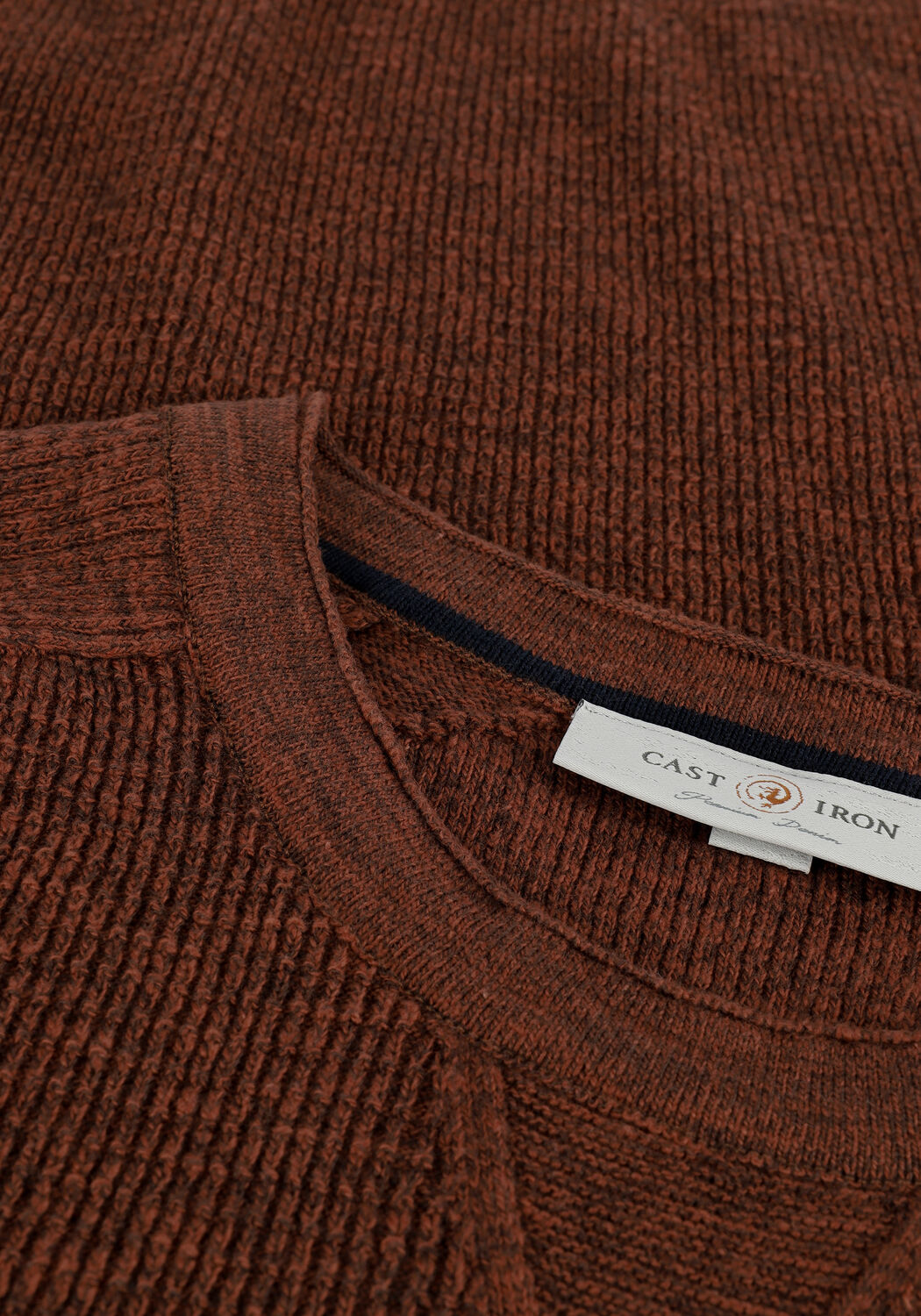 Bruine CAST IRON Trui R-NECK COTTON SLUB MOULINE - large