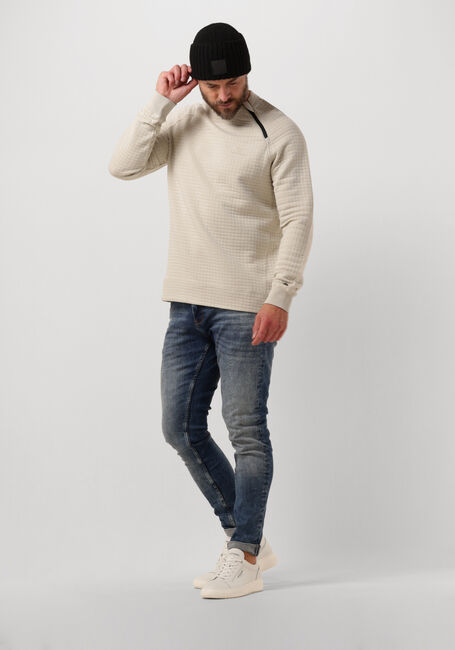 Beige CAST IRON Trui LONG SLEEVE R-NECK JACQUARD WAFFLE COTTON BLEND - large