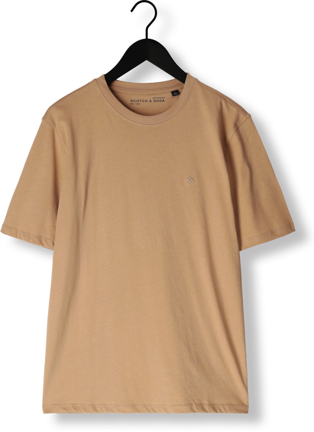 SCOTCH & SODA Heren Polo's & T-shirts Seasonal Core Regular-fit Logo T-shirt Beige