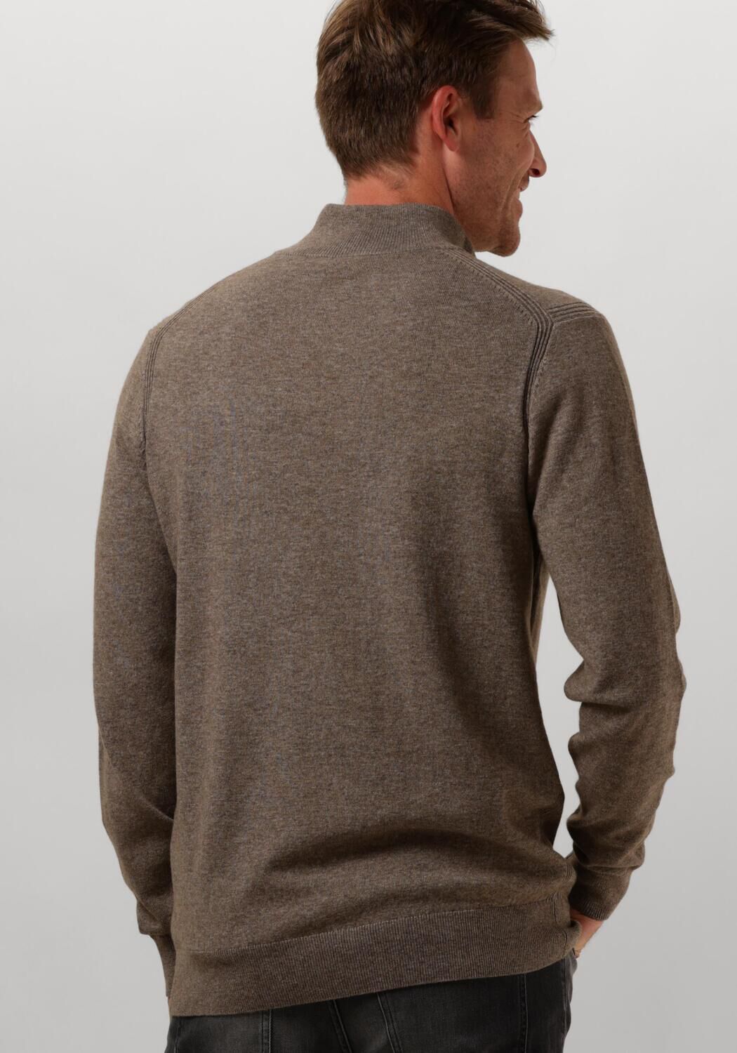 PROFUOMO Heren Truien & Vesten Pullover Half Zip Button Bruin