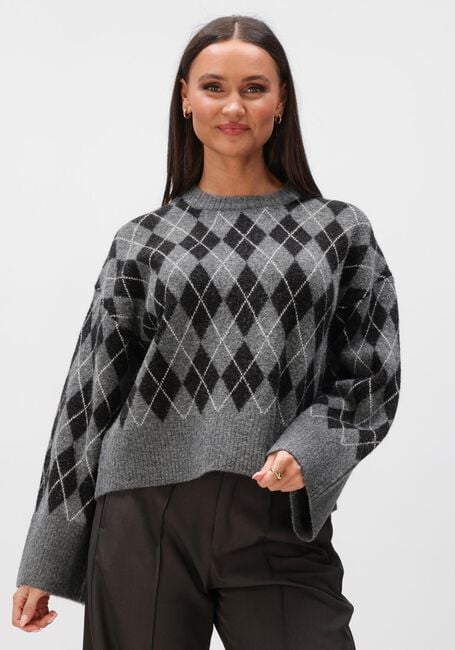 Grijze NEO NOIR Blouses KICK CHECK KNIT BLOUSE - large