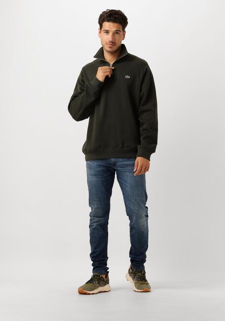 Donkergroene LACOSTE Trui REGULAR FIT HIGH NECK ZIPPED SWEATSHIRT - large