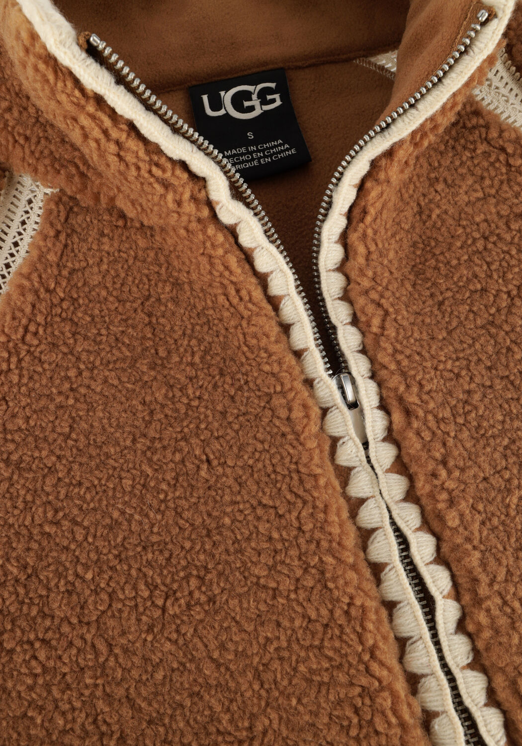 Cognac UGG Jack NIKIA CHROCHET FLUFF JACKET - large