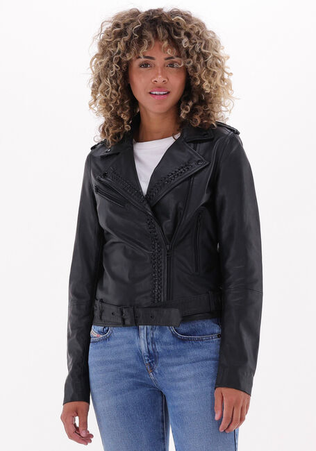 Zwarte GOOSECRAFT Leren jas JADE BRAIDED - large