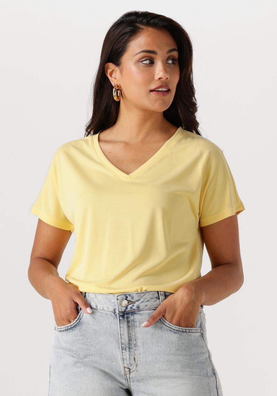 MSCH COPENHAGEN Dames Tops & T-shirts Mschfenya Modal V Neck Tee Geel
