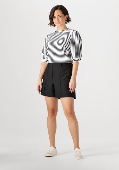 Blauwe JANSEN AMSTERDAM Top KIM TOP K 136 STRIPE SHORT PUFFED SLEEVE - large