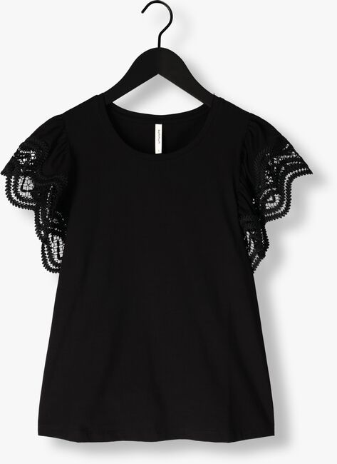 Zwarte SUMMUM T-shirt JERSEY TOP TEE WITH LACE - large
