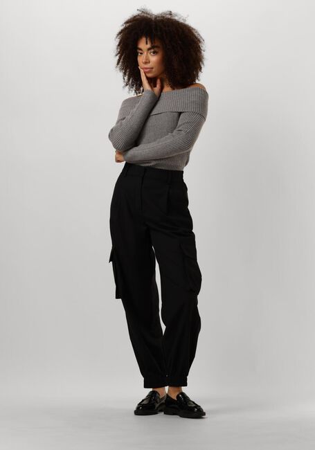 Grijze MINUS Trui FAME OFF SHOULDER KNIT PULLOVER - large