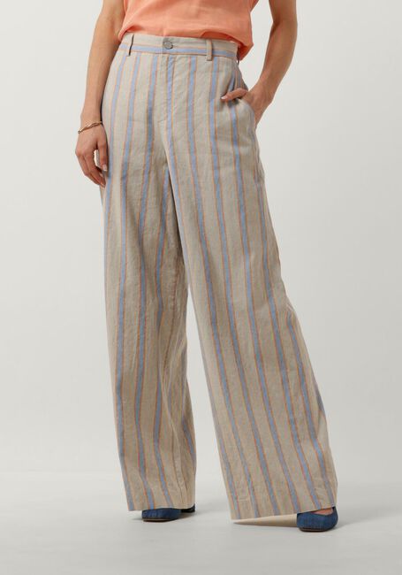 Beige VANILIA Pantalon LINEN STRIPED - large