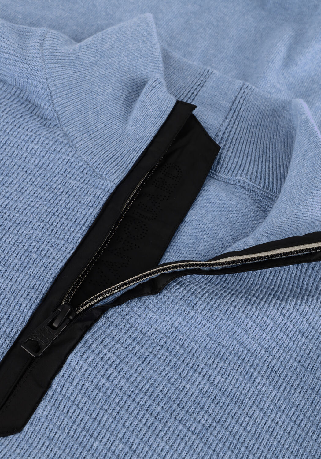 Lichtblauwe VANGUARD Trui HALP ZIP COLLAR COTTON STRUCTURE - large