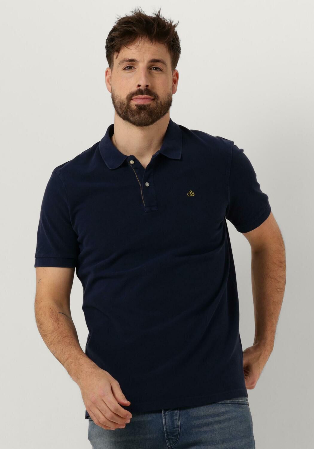 SCOTCH & SODA Heren Polo's & T-shirts Garment Dye Organic Cotton Pique Polo Donkerblauw