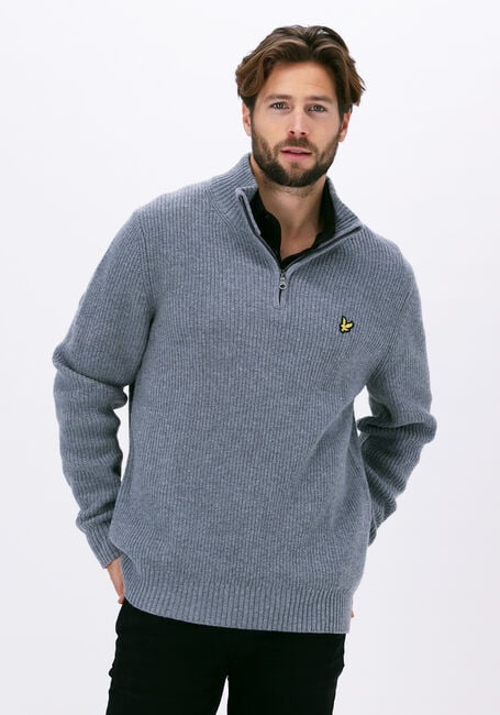Grijze LYLE & SCOTT Trui RIBBED 1/4 ZIP JUMPER - large