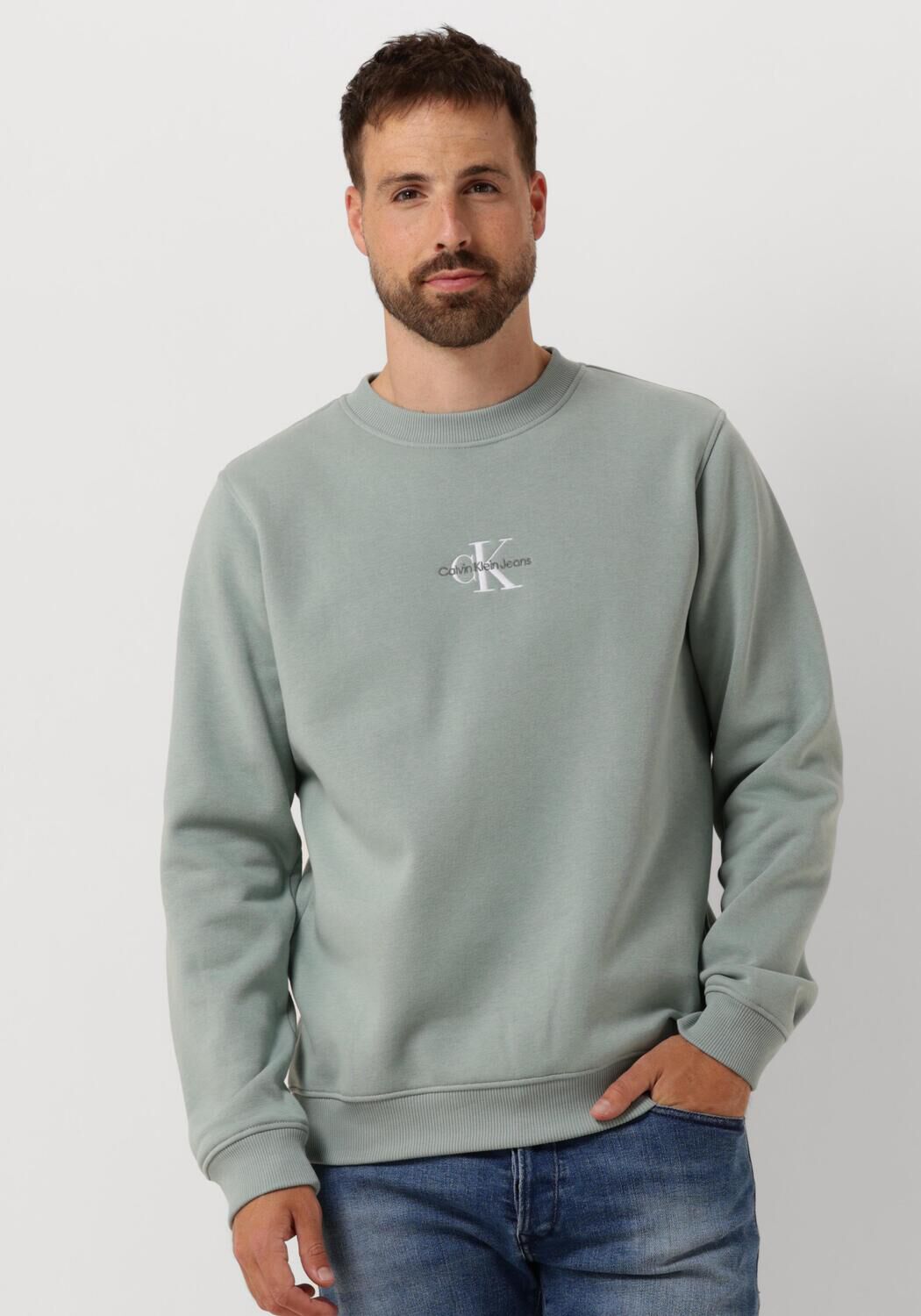grijze calvin klein trui monologo crew neck
