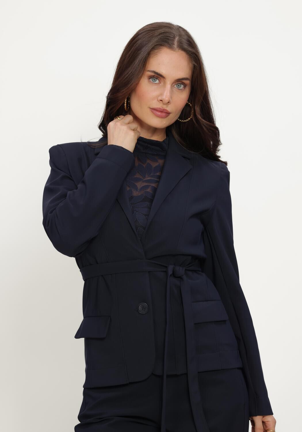Donkerblauwe STUDIO ANNELOES Blazer Elin bonded blazer - large