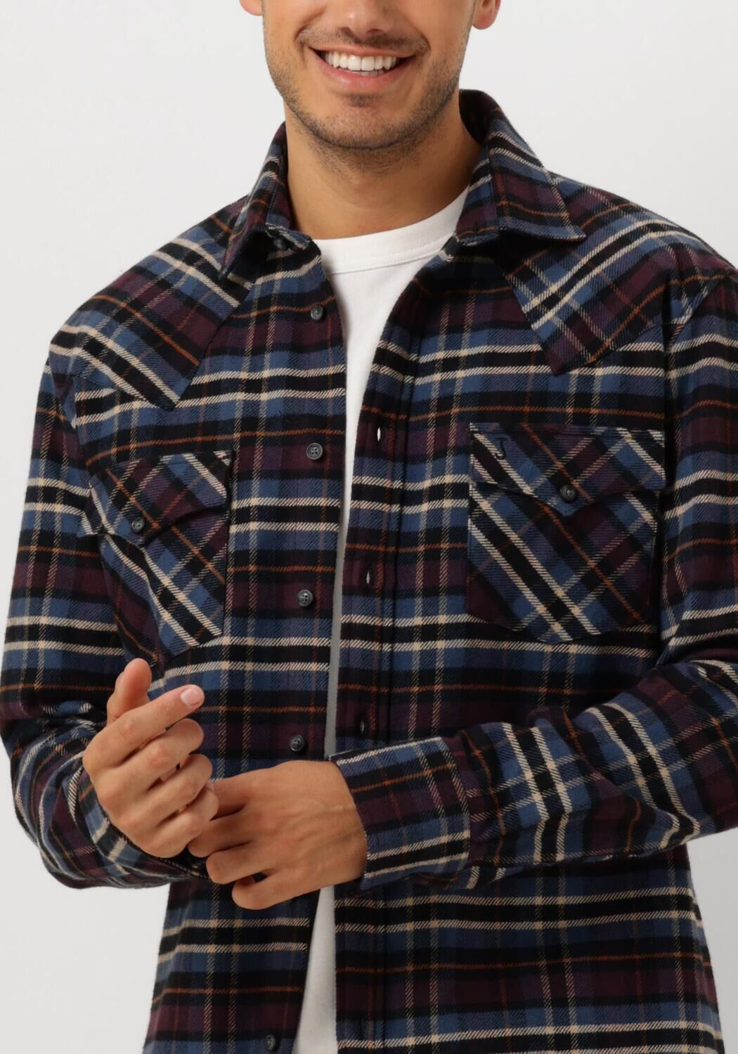 BUTCHER OF BLUE Heren Overhemden Lanton Western Check Shirt Paars