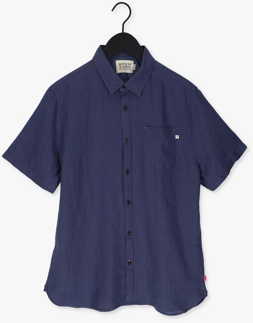 Donkerblauwe SCOTCH & SODA Casual overhemd REGULAR FIT GARMENT-DYED LINEN SHORTSLEEVE SHIRT - large