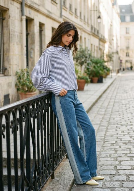 Blauwe ALIX THE LABEL Blouses LADIES WOVEN FANCY STRIPED BLOUSE - large