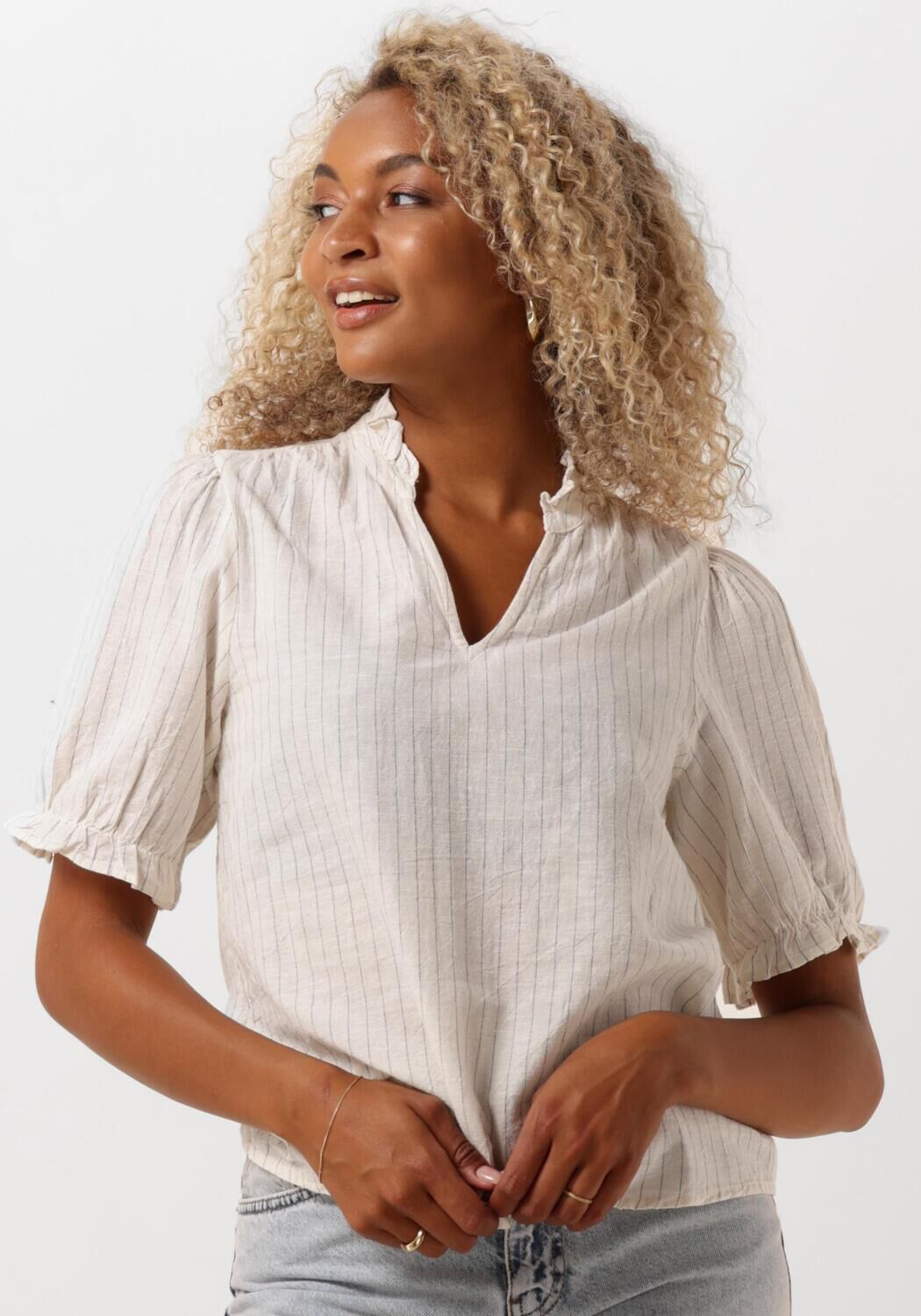 gebroken wit neo noir top odesa simple stripe blouse