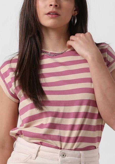 Roze BY-BAR T-shirt THELMA BIG V STRIPE TOP - large
