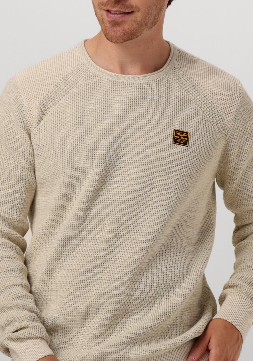 PME LEGEND Heren Truien & Vesten R-neck Cotton Rib Melee Knit Beige