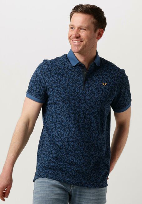 Blauwe PME LEGEND Polo SHORT SLEEVE POLO FINE PIQUE ALL OVER PRINT - large