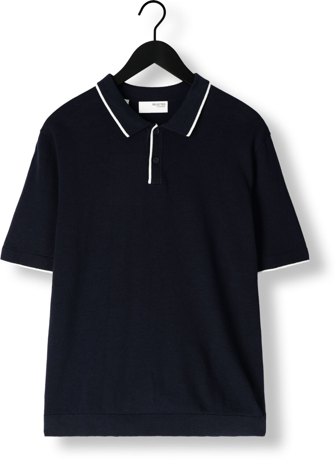 SELECTED HOMME Heren Polo's & T-shirts Slhfave Sport Zip Ss Polo Noos Donkerblauw