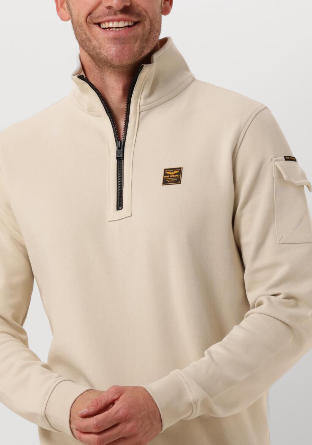 PME LEGEND Heren Truien & Vesten Half Zip Collar Interlock Jersey Beige
