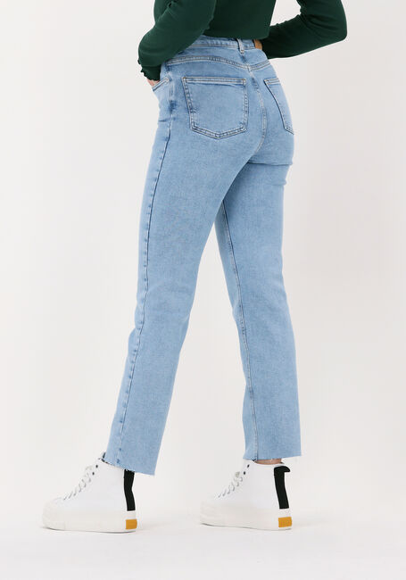 Lichtblauwe RIANNE MEIJER x NA-KD Straight leg jeans HIGH WAIST RAW EDGE DENIM - large