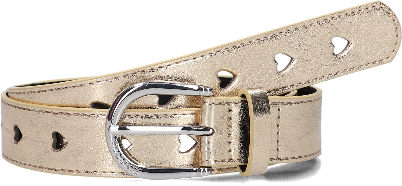 Fabienne Chapot metallic leren riem Cut it Out Heart goudkleurig