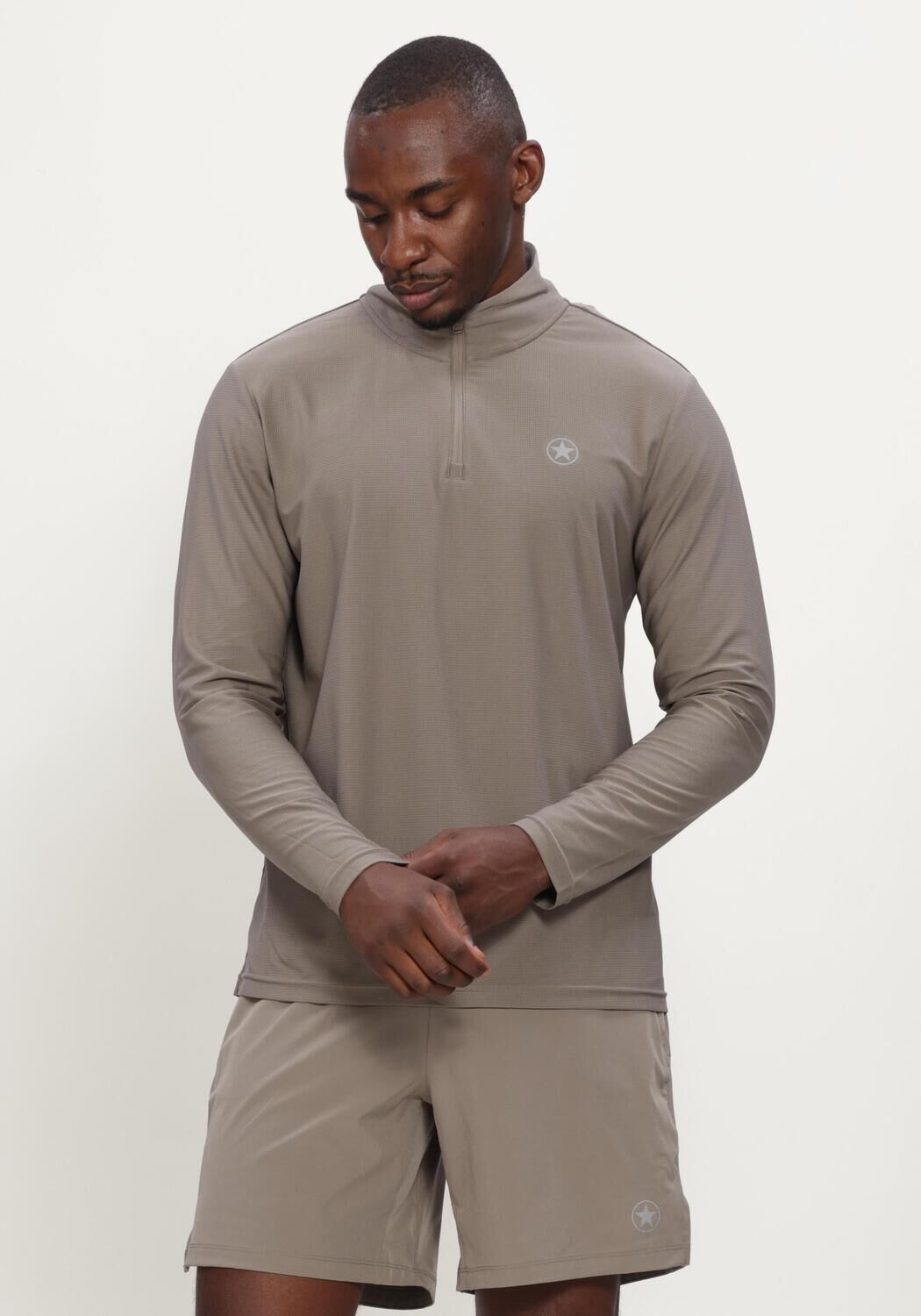 AIRFORCE Heren Truien & Vesten Parker Quarter Zip Sport Shirt Taupe