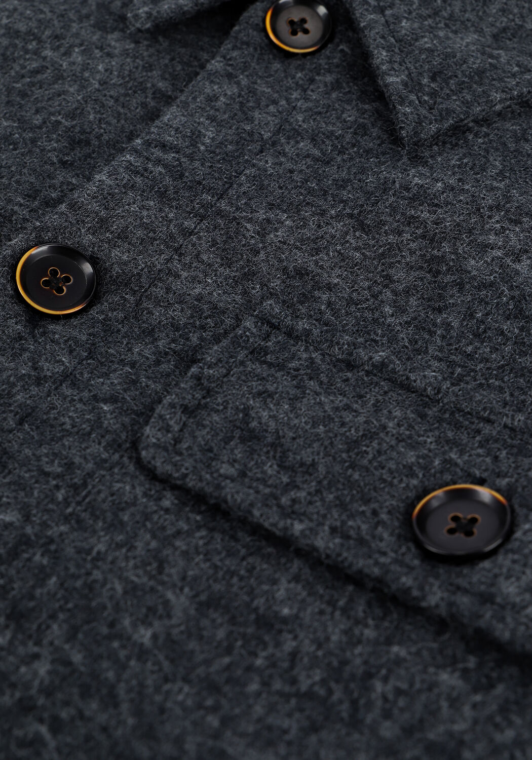 Grijze ANERKJENDT Overshirt AKOSCAR BOILED WOOL OVERSHIRT - large