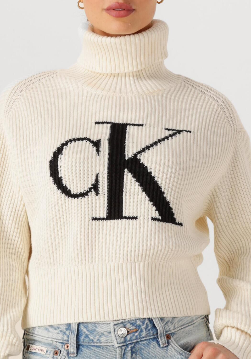 CALVIN KLEIN Dames Truien & Vesten Blown Up Ck Loose Sweater Contra Gebroken Wit