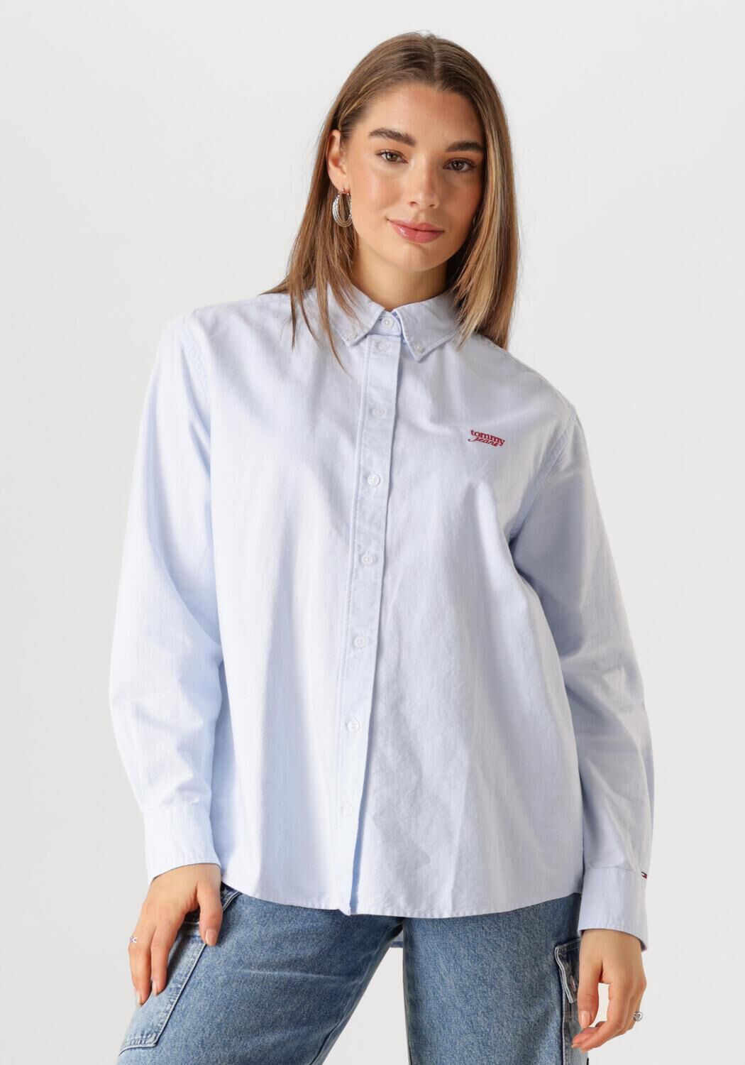 TOMMY JEANS Dames Blouses Tjw Rlx Script Oxford Shirt Lichtblauw