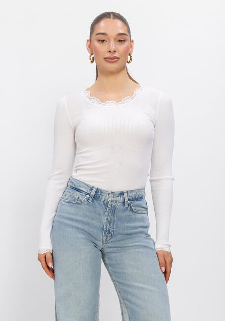Witte ROSEMUNDE Top BABETTE SILK T-SHIRT LACE - large