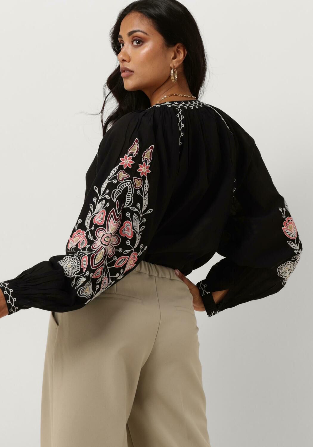 Zwarte SUMMUM Blouses TOP SUSHI VOILE EMBROIDERY - large