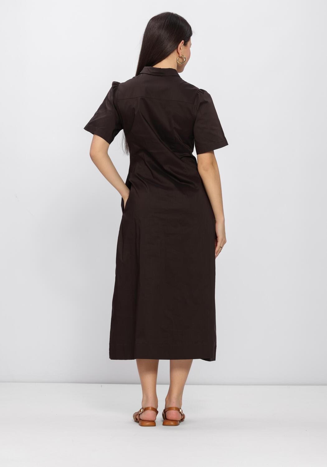 Bruine NEO NOIR Jurken BAIA POPLIN DRESS - large